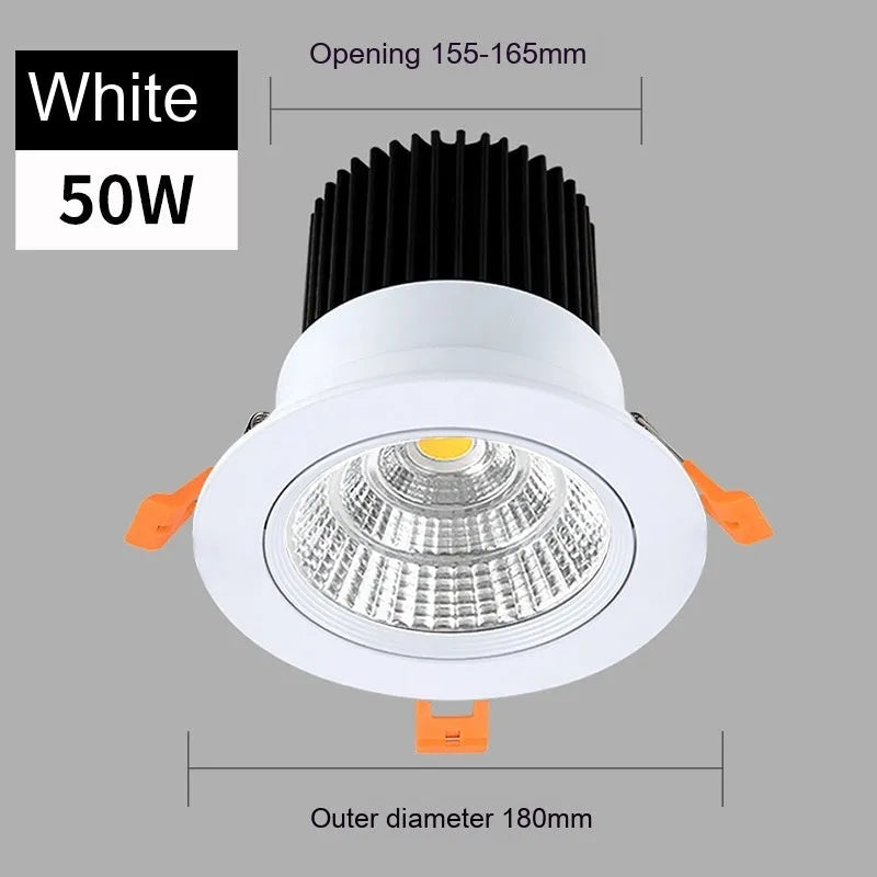 Modern white aluminium recessed LED ceiling spotlight with anti-glare design for embedded installation.