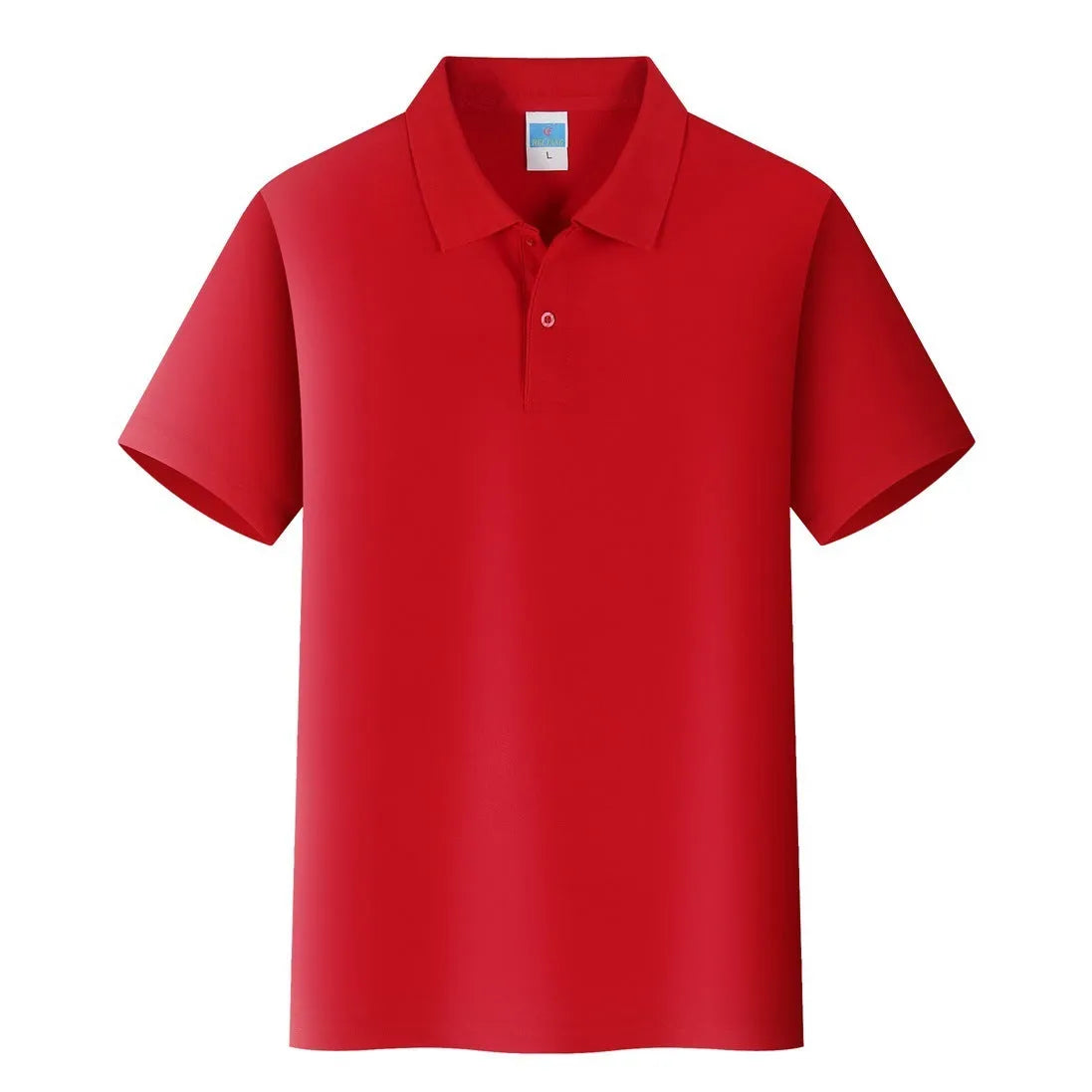 Short sleeved cotton work shirt pullover for embroidery, shown in multiple colours on a size chart.