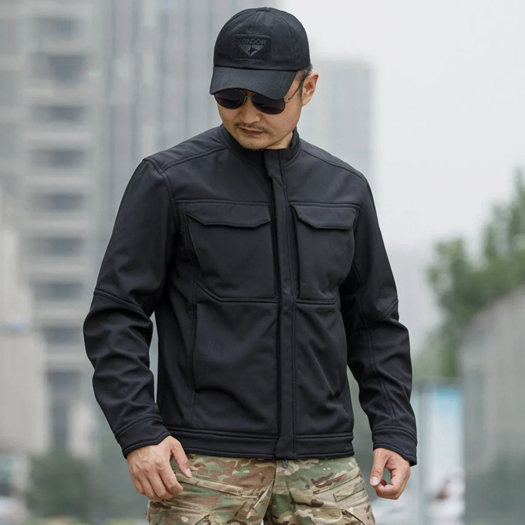 Bone Frog black soft shell tactical jacket for outdoor mountaineering and camping activities