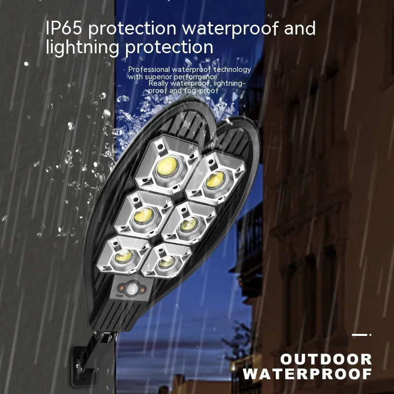 6-eye solar garden lamp with remote control, white light illumination, ABS PC weatherproof construction