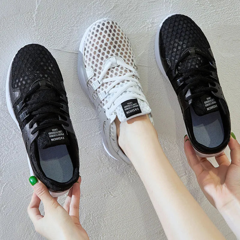 Breathable hollow mesh sneakers with low-top design and EVA sole for summer wear