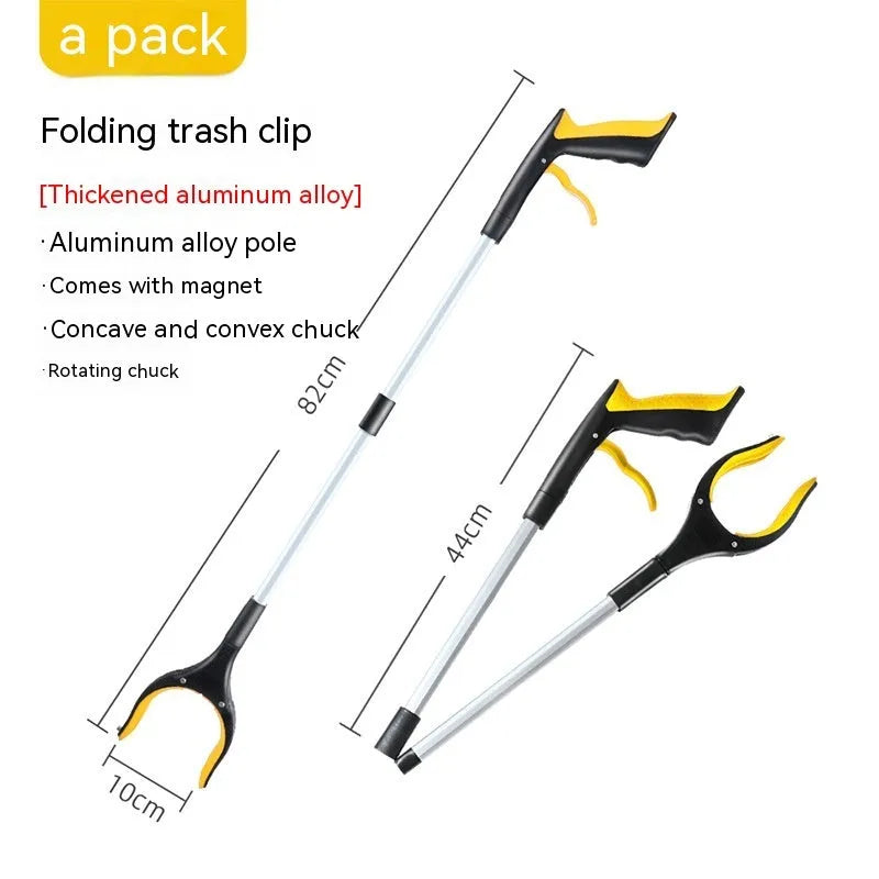 Blue plastic and aluminium trash folder artifact sewer pliers with clip mechanism