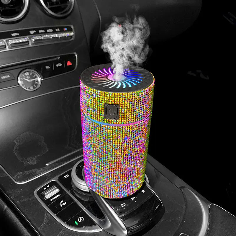 Car mounted air purification humidifier in seven colour options with USB power cable