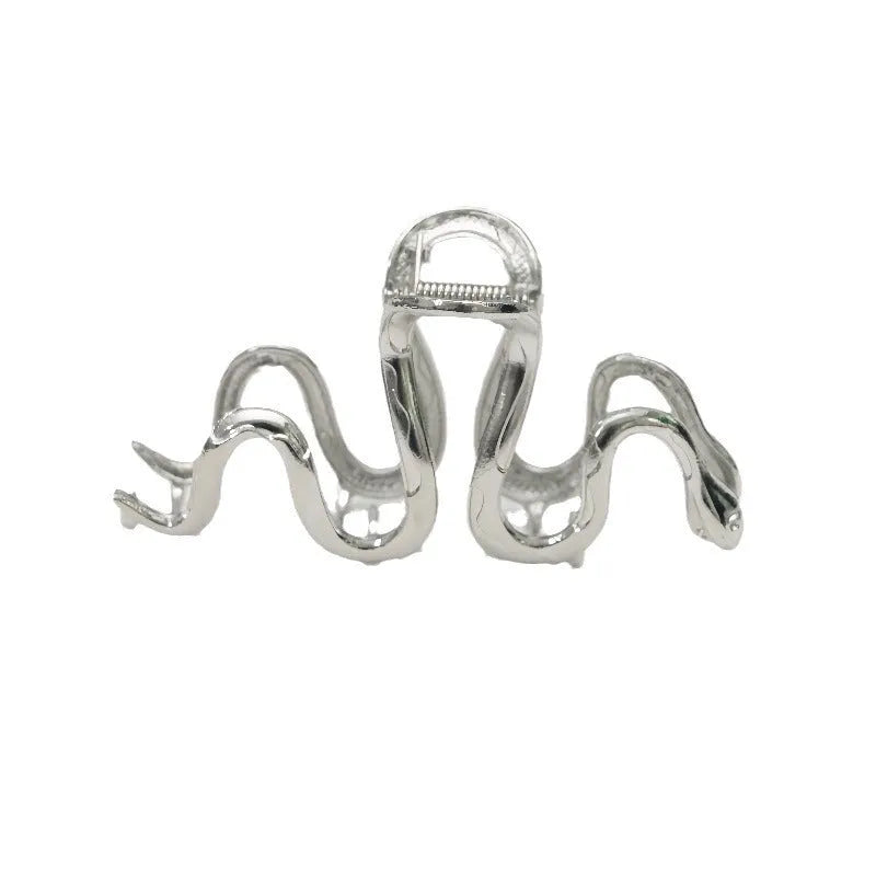 Slytherin serpentine metal hair clip barrette 10.5cm length silver gun black electroplated finish