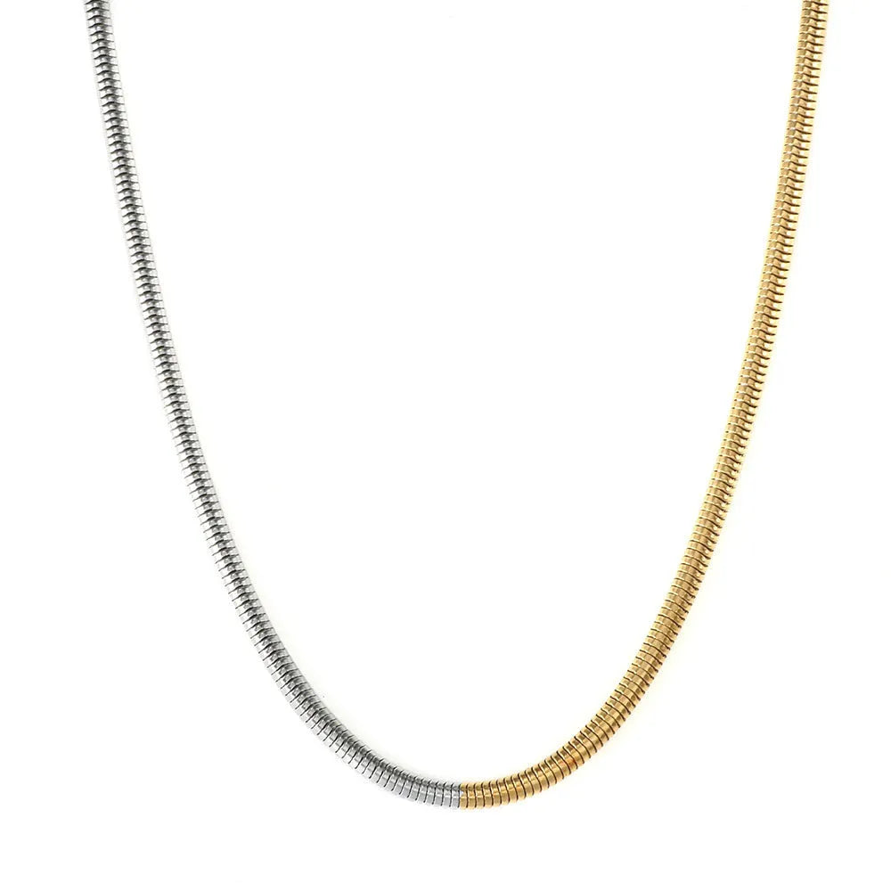 Women's golden hip-hop chain necklace with 3mm thickness and snake bones chain design