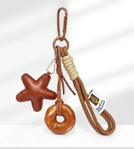 Handmade soda bread handbag charm in creative cartoon style with baking varnish finish