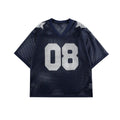Loose fit half sleeve pullover shirt in black or navy blue with letter pattern