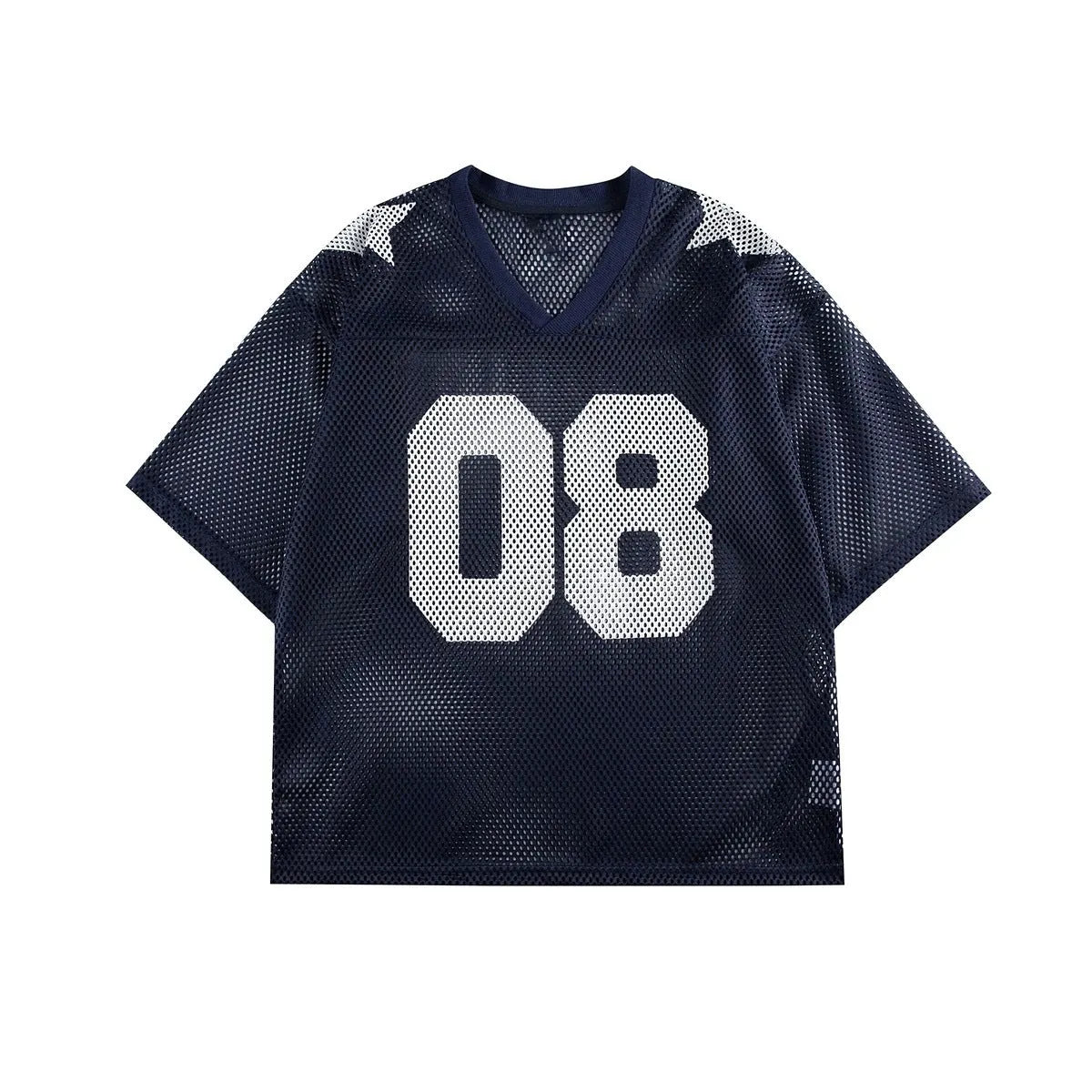 Loose fit half sleeve pullover shirt in black or navy blue with letter pattern