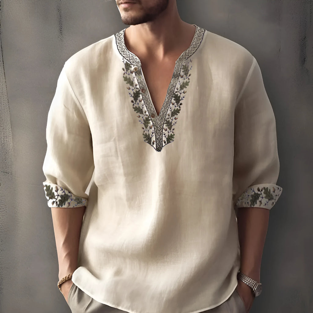 British style bamboo hemp short sleeve shirt with striped pattern in European sizing