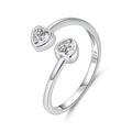 S925 sterling silver double heart-shaped open ring for women Valentine gift on plain background