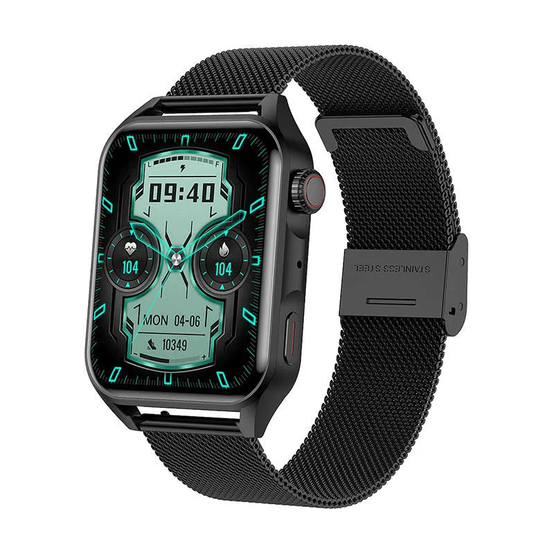Simple AMOLED smart watch with 1.8-inch HD touch screen display and silicone wrist strap