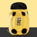 Cartoon cute chest bag pet carrier with animal pattern, soft canvas construction, and colourful stitching details