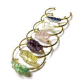 Natural crystal rough stone bracelet with gold winding geometric design and mixed colour bohemian styling