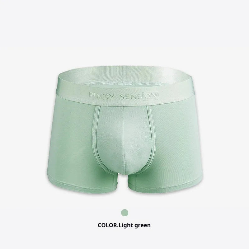 Men's solid colour cotton boxer underwear in black, white, silver grey, and light green