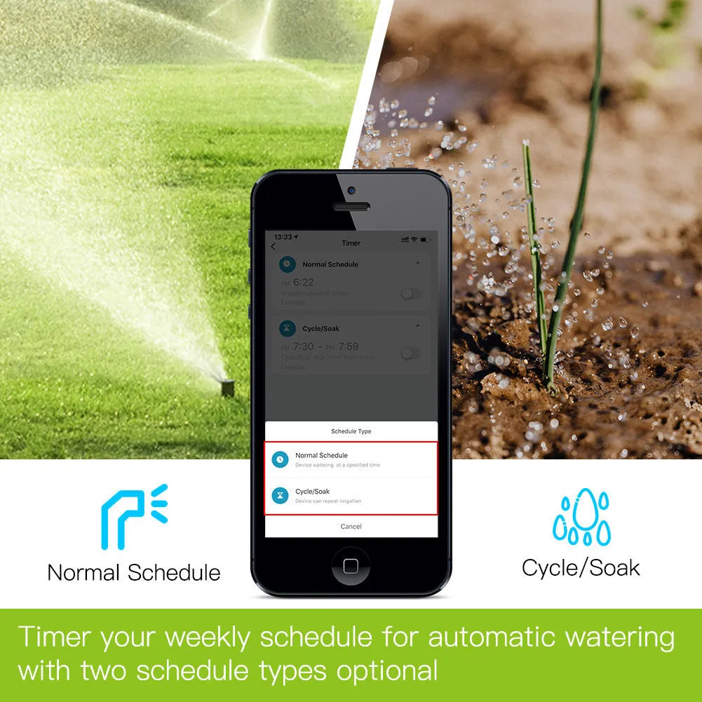 Bluetooth smart garden water timer with app control for remote irrigation scheduling