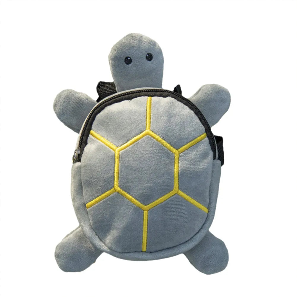 Brown turtle-shaped dog backpack harness with metal zipper functioning as pet carrier and storage