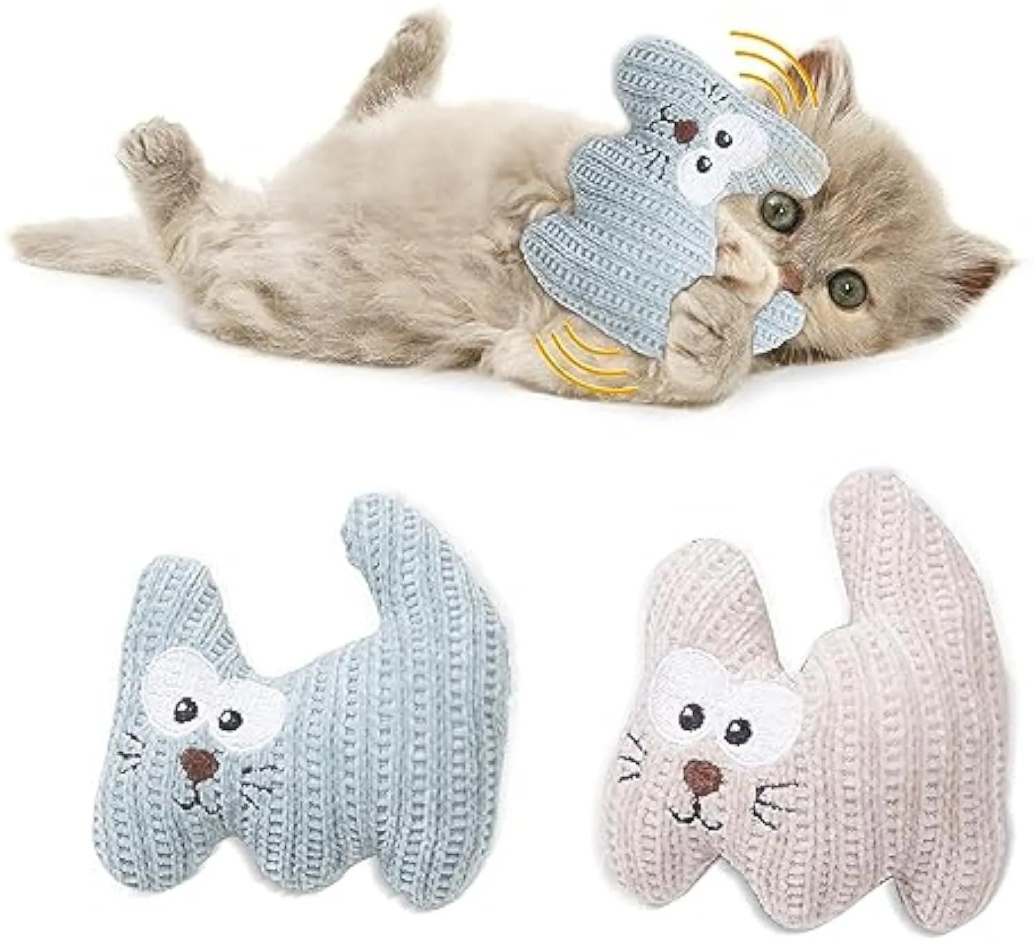 Cyan catnip plush toy with bell inside measuring 12cm by 11cm for feline play