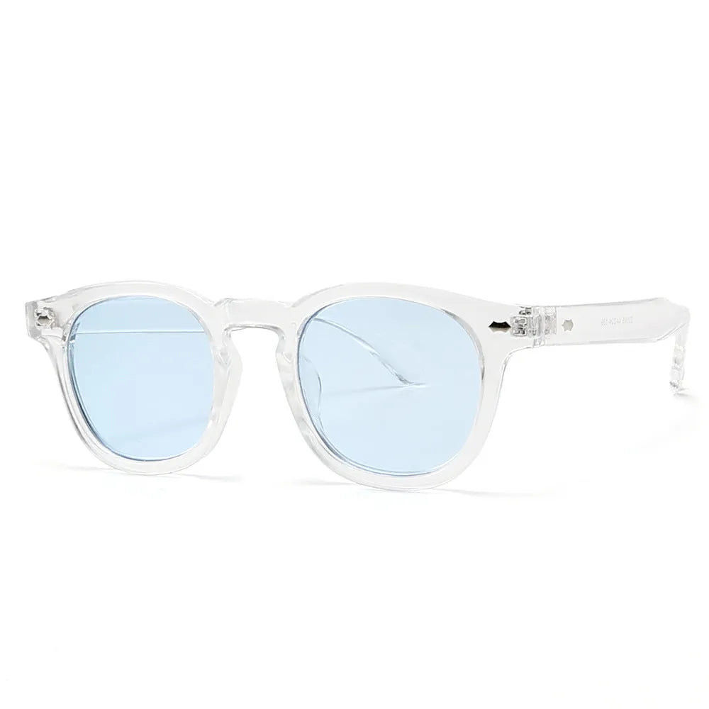 Simple round rim vintage style plastic sunglasses for sun protection with multiple frame and lens colour options