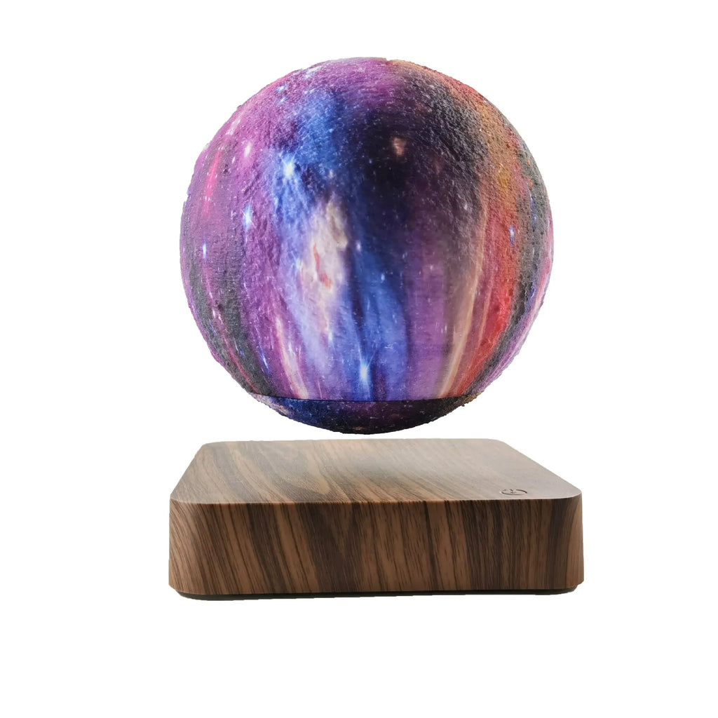 14cm magnetic levitation moon lamp floating above base with galaxy light effect