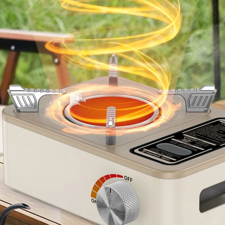 White portable infrared windproof gas stove for outdoor cooking for 2-5 people
