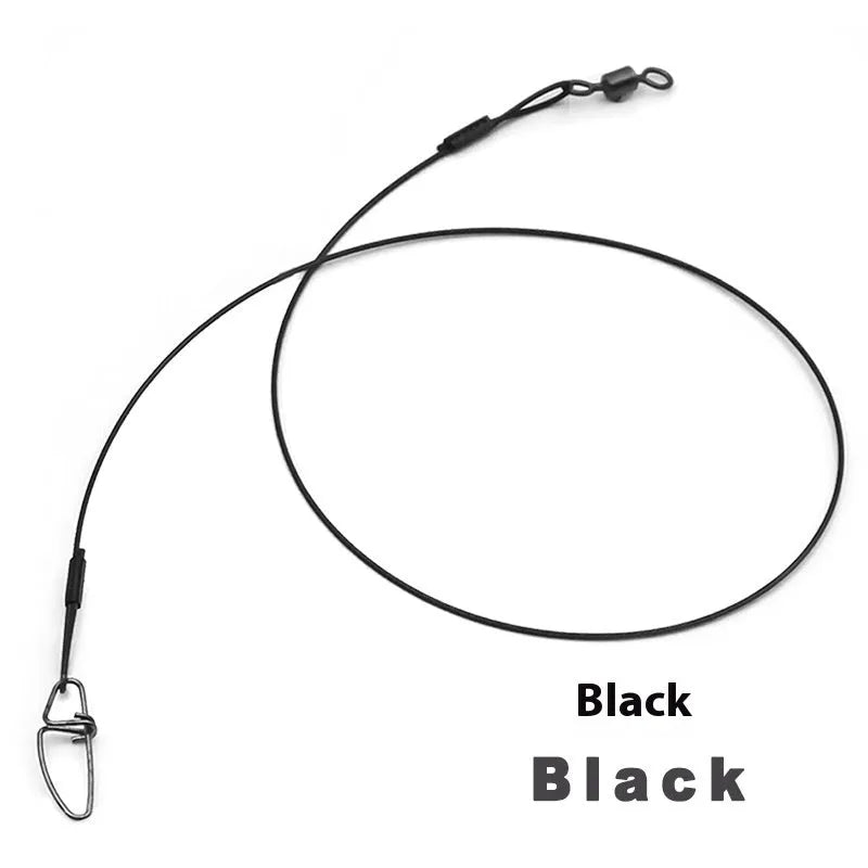 Green, black and red anti-bite steel wire fishing double buckle pins measuring 54cm