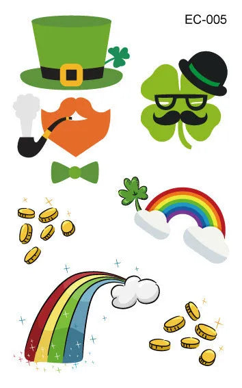 Irish festival clover tattoo sticker paper with water transfer printing, 120mm by 75mm