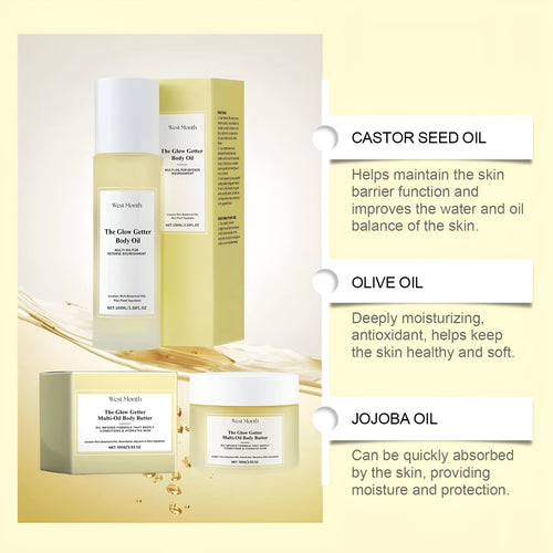 Nourishing and firming body care kit with skin massage oil and moisturising cream