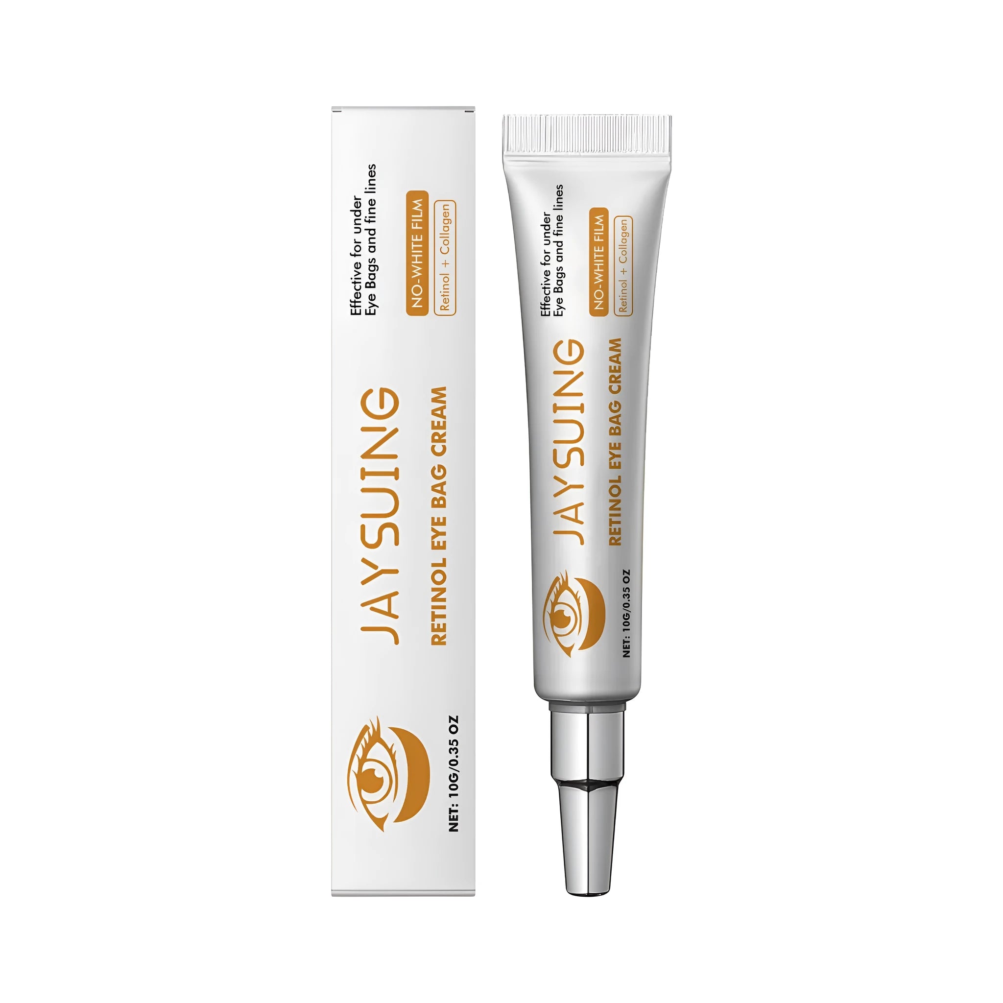 10g tube of retinol anti-aging eye cream containing hyaluronic acid and collagen