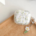 White floral design high-transparency TPU protective cover for Apple AirPods charging case