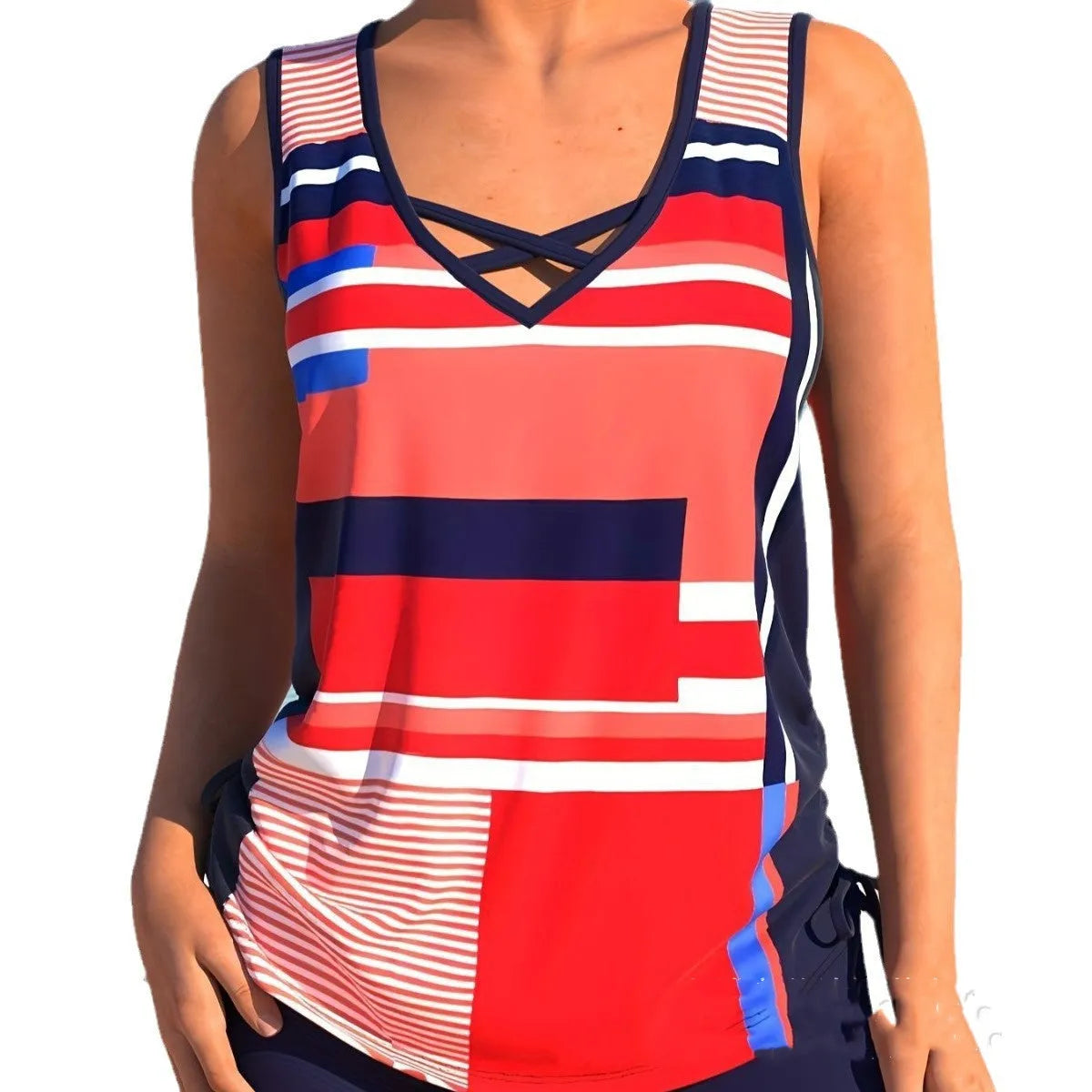 Women's printed split boxer swimsuit with matching shorts in multiple colour options