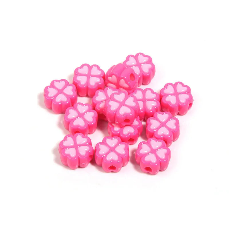 15mm acrylic four-leaf clover craft beads with frosted finish in multiple colours