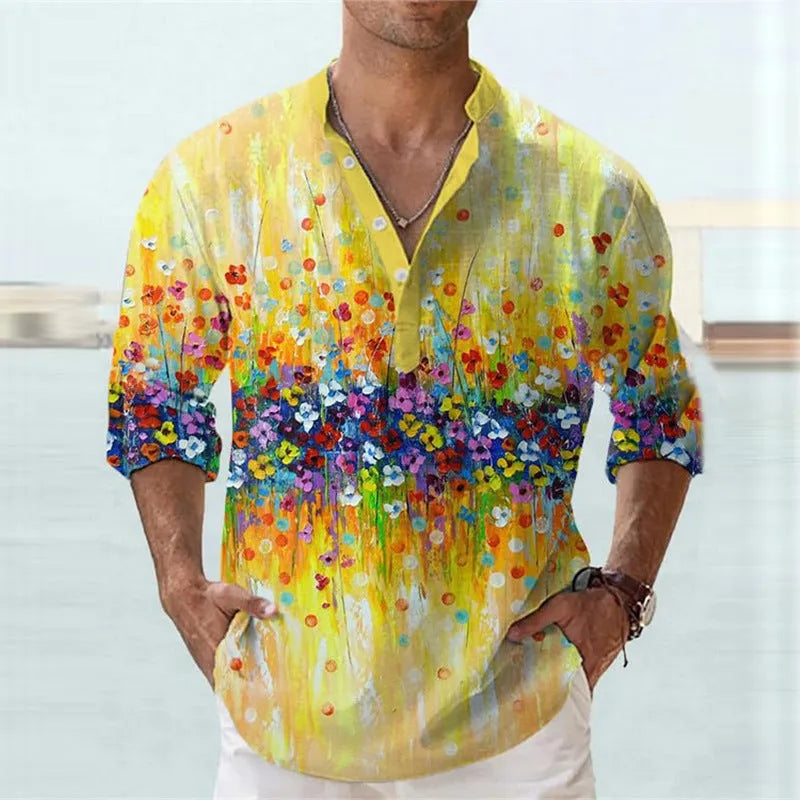 British style bamboo hemp short sleeve shirt with striped pattern in European sizing
