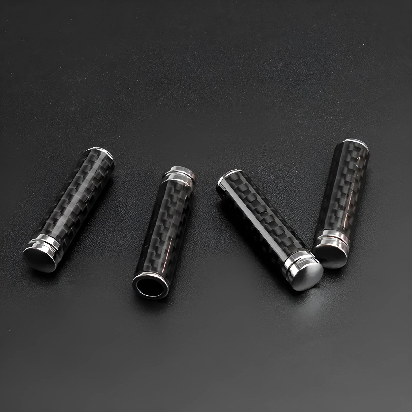 Four carbon fibre door lift covers with metal reinforcement for vehicle interior replacement