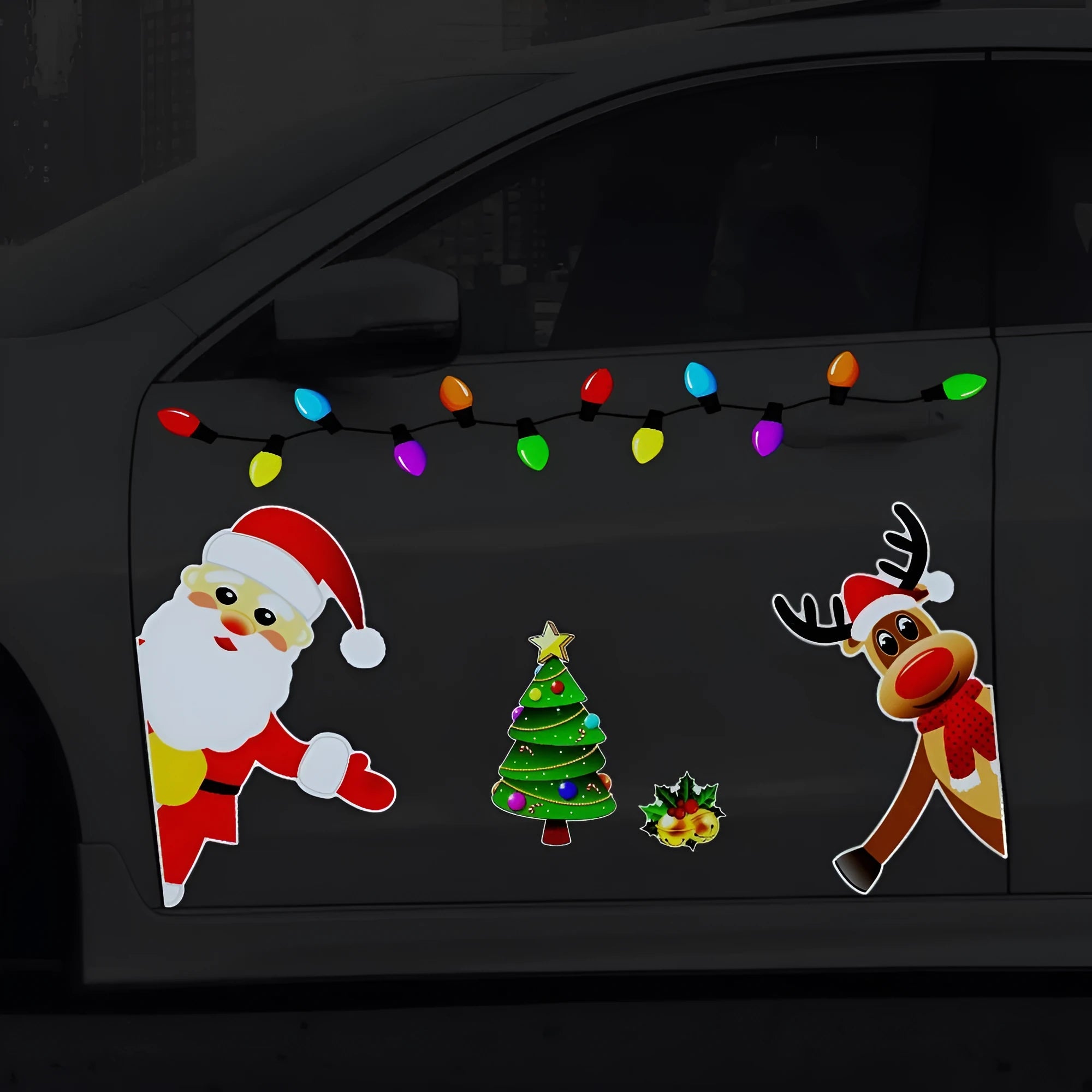Medium Christmas elk reflective magnetic car decoration sticker in RFM025 six-thread colour