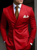 Men's grey Korean style slim fit two-piece business suit on a hanger.