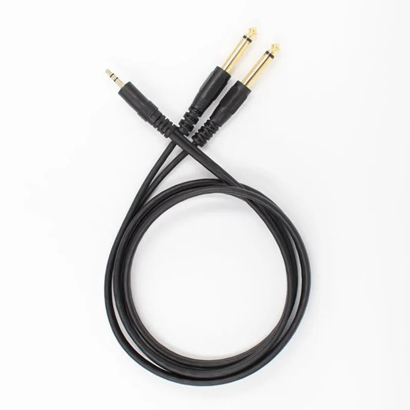3.5mm stereo to two 6.5mm mono male audio cable with gold-plated connectors