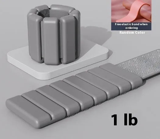 Silicone weight-bearing fitness bracelet with Velcro fastening in black, blue, gray or pink