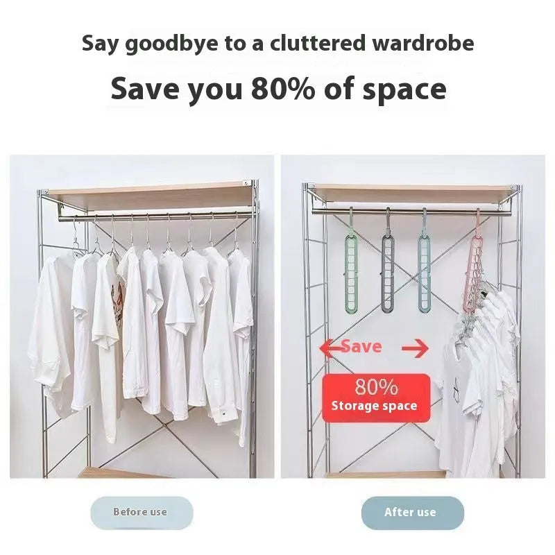 A plastic nine-hole seamless folding hanger for trousers, shown in one of five available colours.