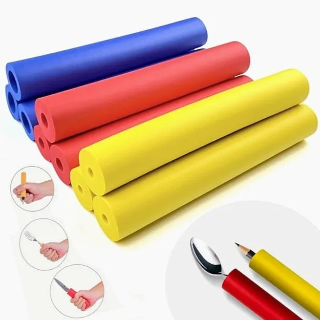 Rubber grip hose set showing 10mm and 18mm inner diameter options for utensil and pen grip enhancement