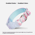 Adjustable nylon dog collar with cartoon gradient print and plastic buckle on a white background.