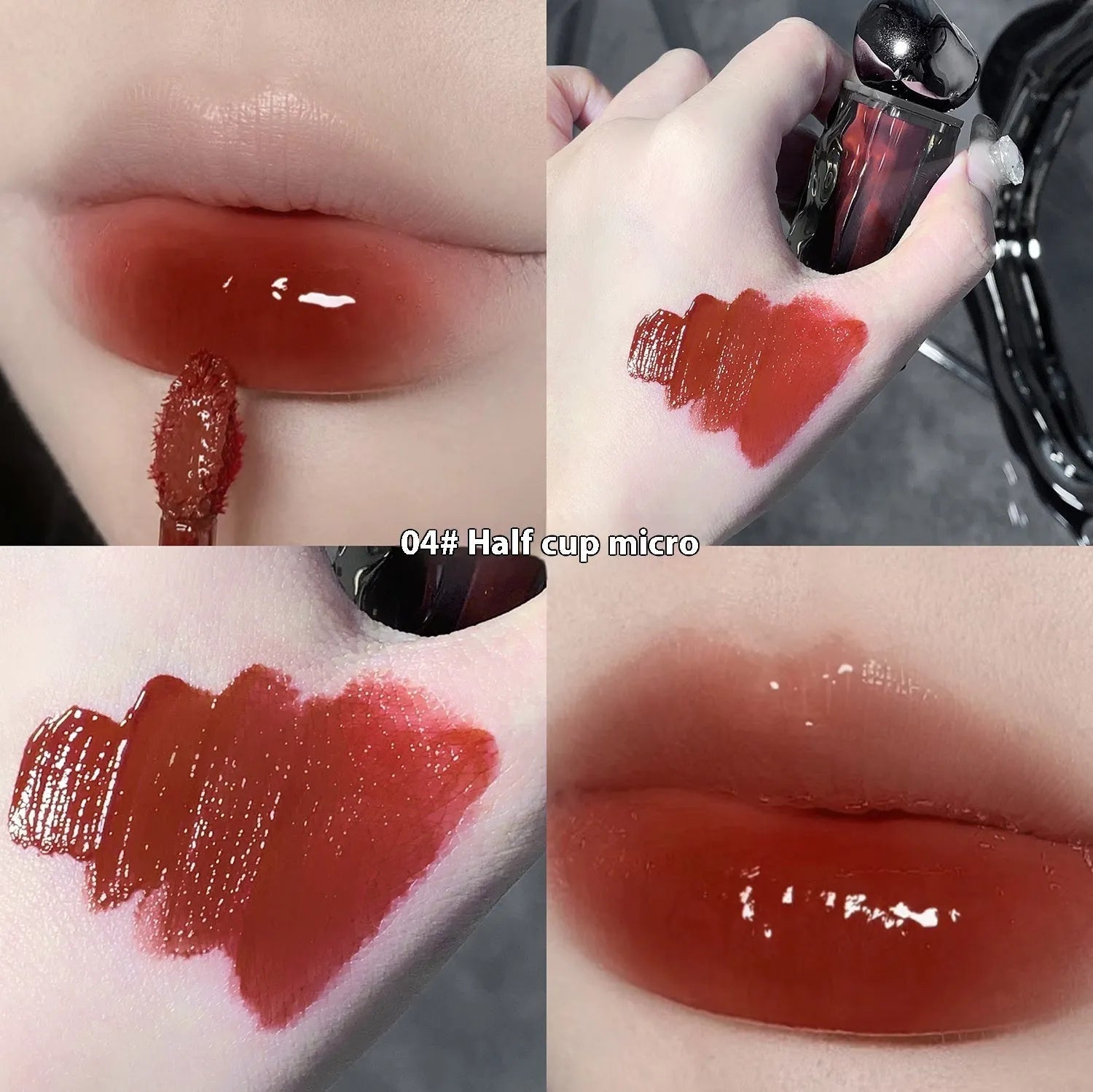 Glacier Lava Lip Lacquer mirror makeup in water-light finish with seven colour options