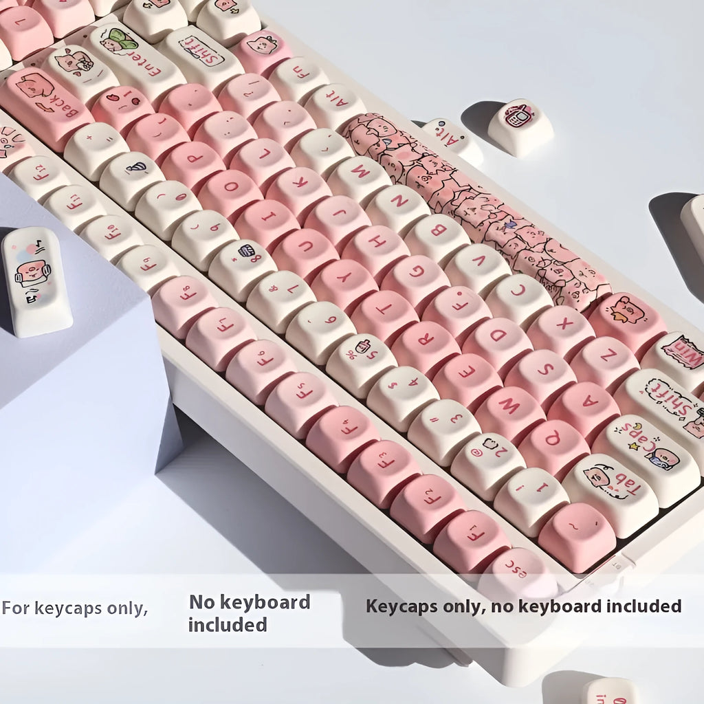 Pink Fragrant Pig anime character design on a PBT plastic keycap for mechanical keyboards.