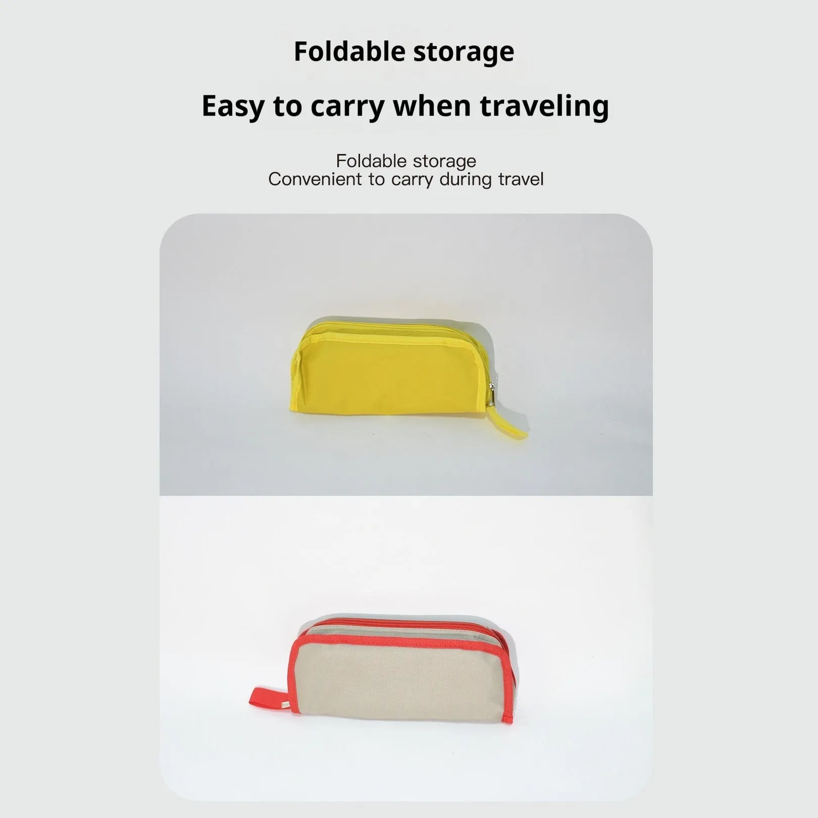 Foldable outdoor camp stool in Oxford cloth shown in a khaki colour, collapsed in its flat pencil box design.