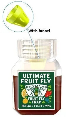 Bottle of fruit fly bait liquid for trapper station refill with SK003 specification options