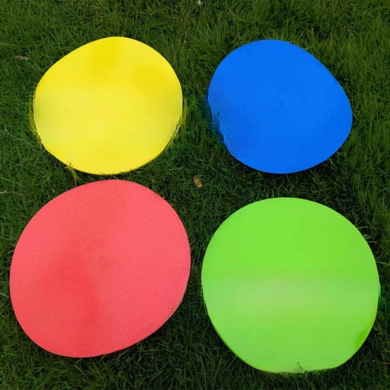 Soft TPE football landmark pad disc in bright colour for soccer training drills on grass field