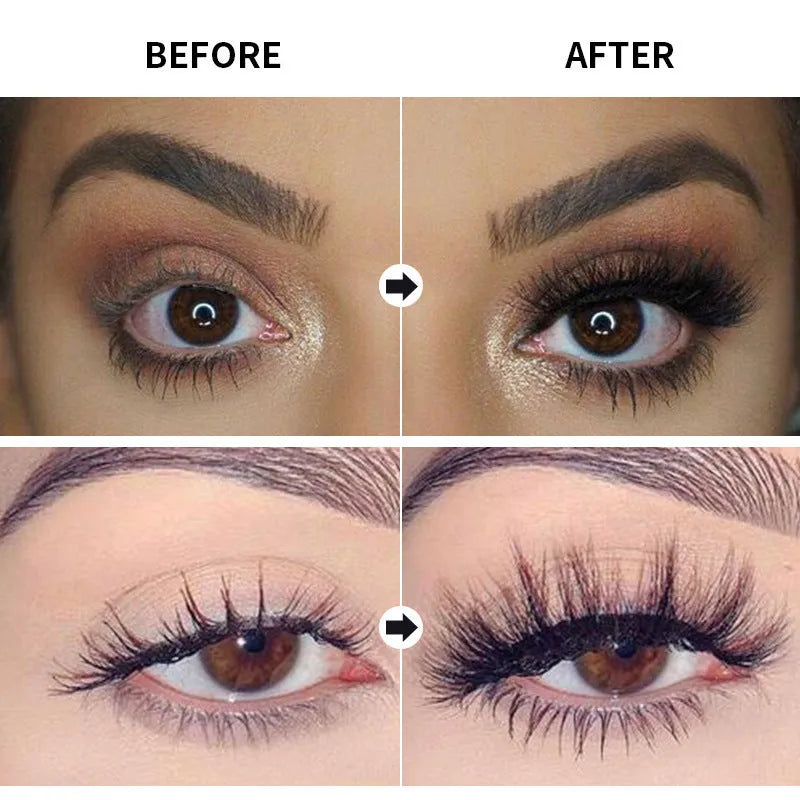 Black waterproof mascara tube for long curling, sweat-proof, and smudge-resistant wear.