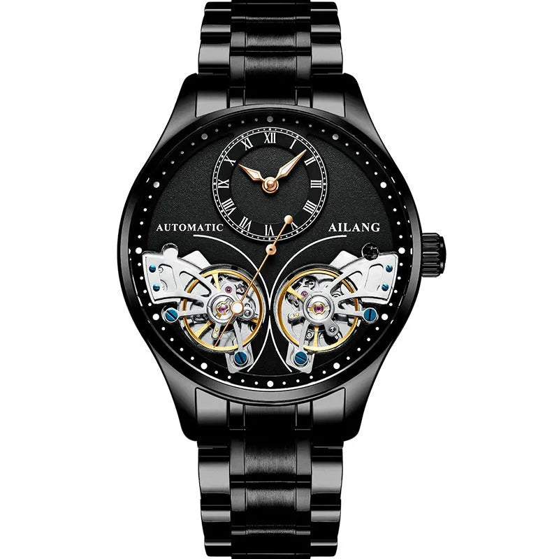 Seiko automatic men's watch with titanium case, tourbillon and moon phase complications on round face