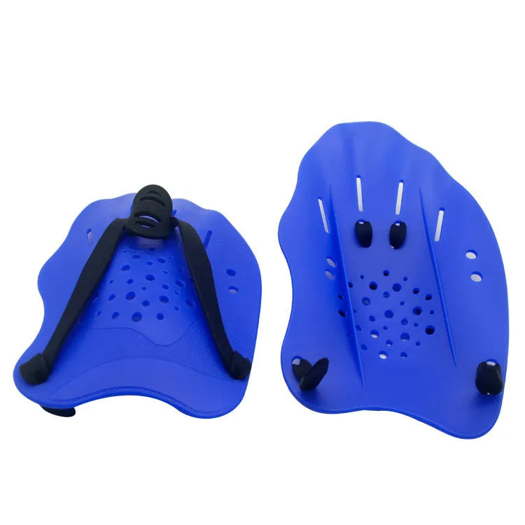 Swimming paddle training aid for freestyle stroke with webbed arm design in multiple colours