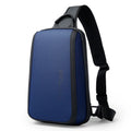 Blue men's messenger shoulder bag with double straps and soft handle, Oxford cloth material