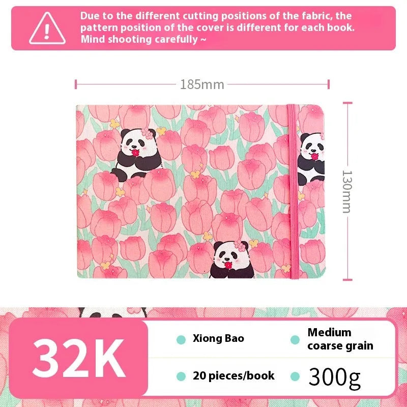 Feiluniao handmade fabric watercolour notebook with artistic cover design, 185mm length for portable sketching